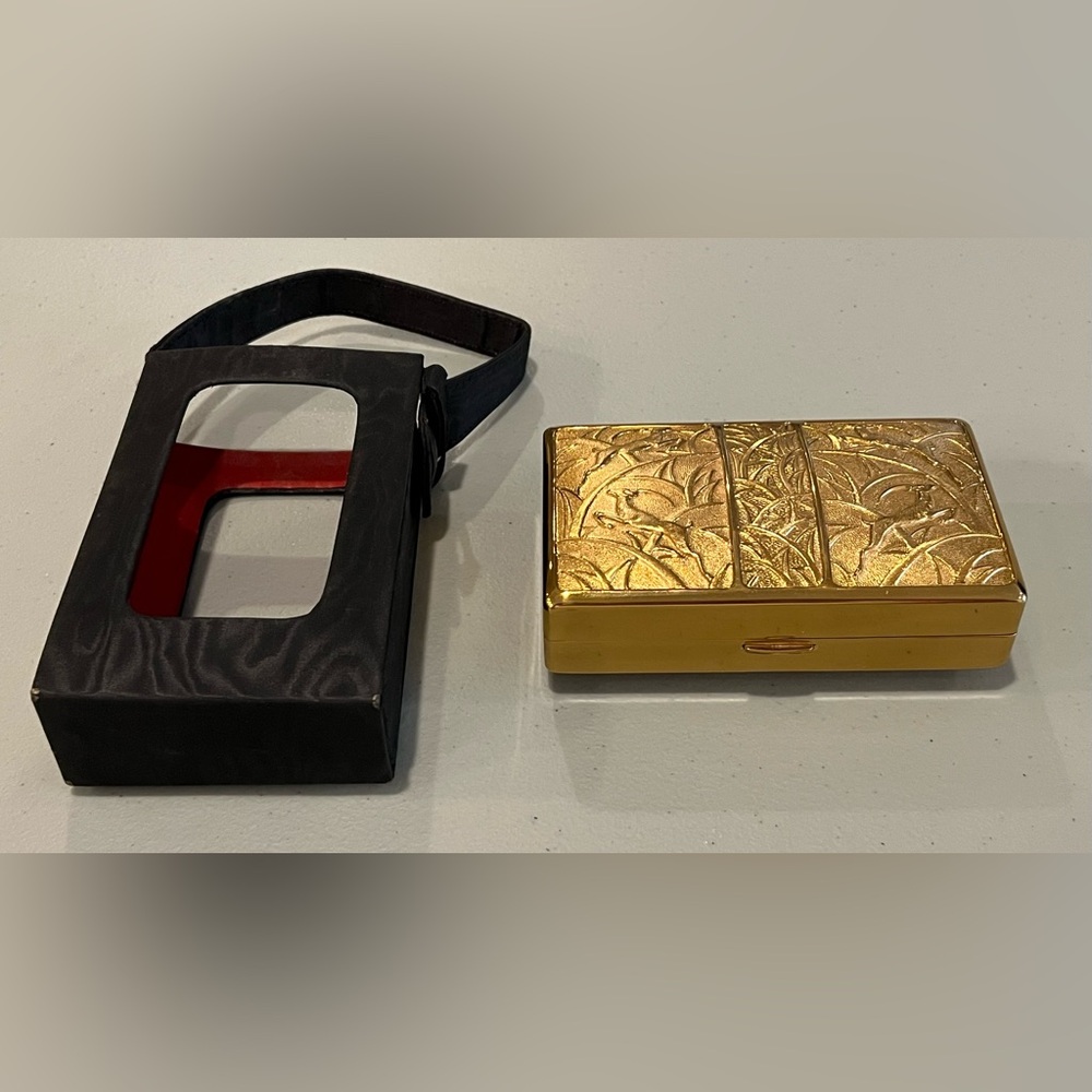 Vintage Elgin American Gold Multi Compartment Compact With Carrying Case
